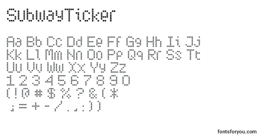 A fonte SubwayTicker – alfabeto, números, caracteres especiais