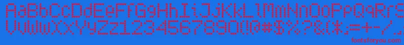 SubwayTicker Font – Red Fonts on Blue Background