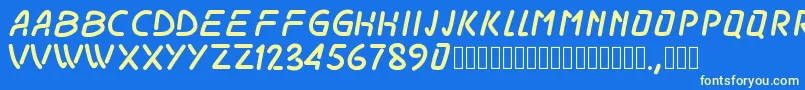 Pwodissey Font – Yellow Fonts on Blue Background