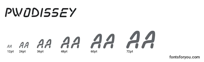 Размеры шрифта Pwodissey