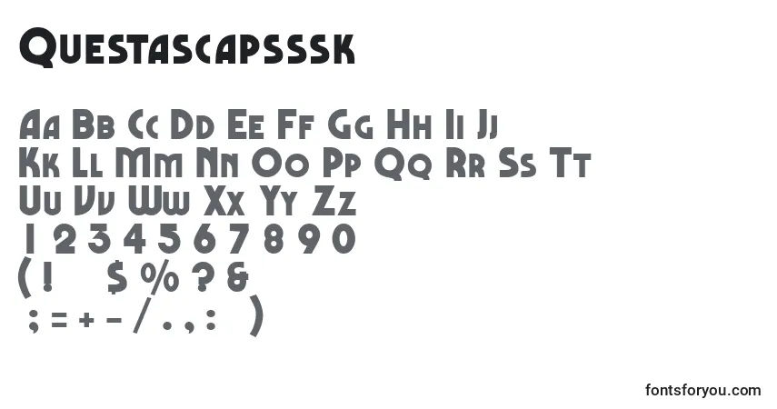 A fonte Questascapsssk – alfabeto, números, caracteres especiais