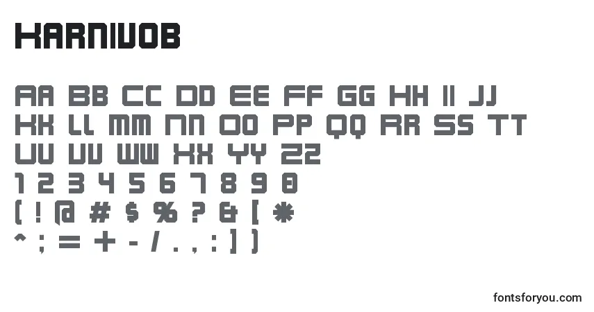 Karnivob-fontti – aakkoset, numerot, erikoismerkit