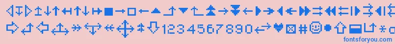 フォントMinistrzalki – ピンクの背景に青い文字