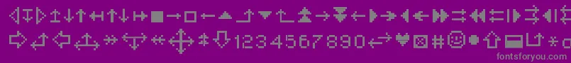 Ministrzalki-fontti – harmaat kirjasimet violetilla taustalla
