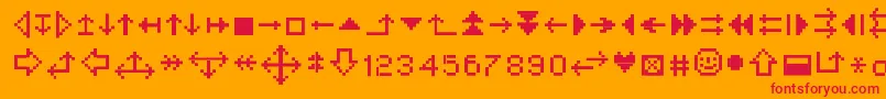 フォントMinistrzalki – オレンジの背景に赤い文字