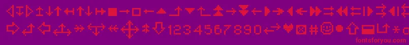 フォントMinistrzalki – 紫の背景に赤い文字
