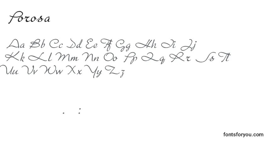 Schriftart Porosa – Alphabet, Zahlen, spezielle Symbole
