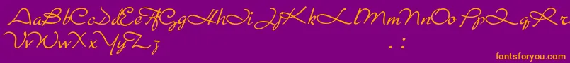 Porosa-Schriftart – Orangefarbene Schriften auf violettem Hintergrund