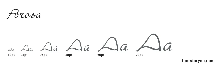 Размеры шрифта Porosa