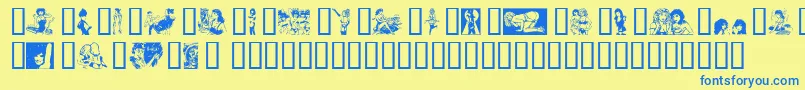 フォントPorn – 青い文字が黄色の背景にあります。