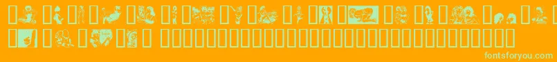 Fonte Porn – fontes verdes em um fundo laranja