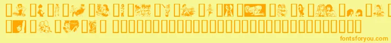 フォントPorn – オレンジの文字が黄色の背景にあります。