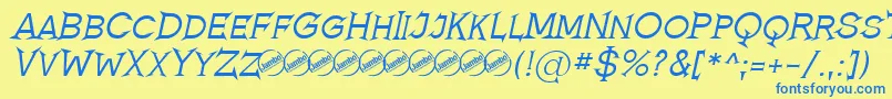 RomanicumItalic Font – Blue Fonts on Yellow Background