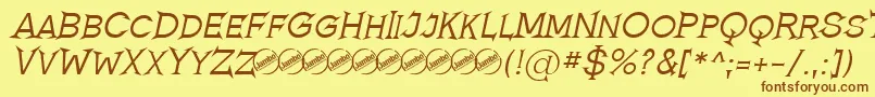 RomanicumItalic-fontti – ruskeat fontit keltaisella taustalla