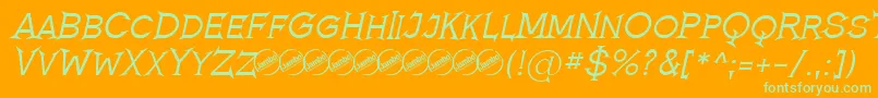 RomanicumItalic-Schriftart – Grüne Schriften auf orangefarbenem Hintergrund