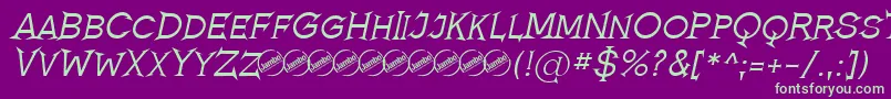 Fonte RomanicumItalic – fontes verdes em um fundo violeta