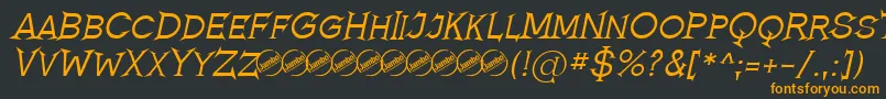RomanicumItalic-fontti – oranssit fontit mustalla taustalla