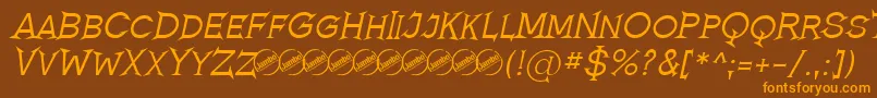 RomanicumItalic-Schriftart – Orangefarbene Schriften auf braunem Hintergrund