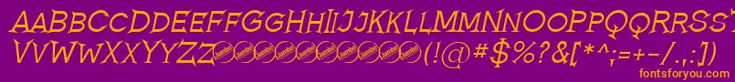 RomanicumItalic-fontti – oranssit fontit violetilla taustalla