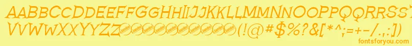 Weitere Informationen zur RomanicumItalic-Schriftart RomanicumItalic-Schriftart – Orangefarbene Schriften auf gelbem Hintergrund