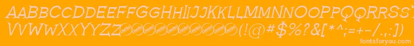 RomanicumItalic-Schriftart – Rosa Schriften auf orangefarbenem Hintergrund
