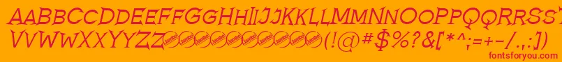 RomanicumItalic-Schriftart – Rote Schriften auf orangefarbenem Hintergrund