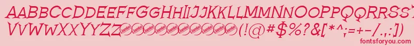Fonte RomanicumItalic – fontes vermelhas em um fundo rosa