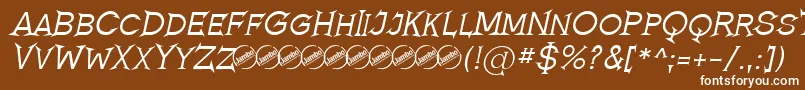 RomanicumItalic-fontti – valkoiset fontit ruskealla taustalla