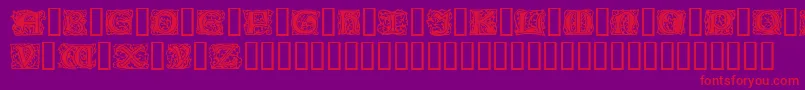 ChaucerianInitials-Schriftart – Rote Schriften auf violettem Hintergrund