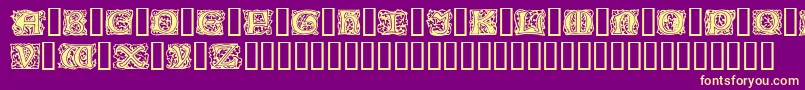 ChaucerianInitials Font – Yellow Fonts on Purple Background