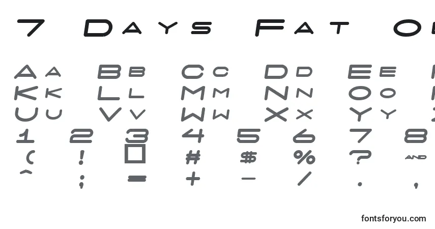 Шрифт 7 Days Fat Oblique – алфавит, цифры, специальные символы
