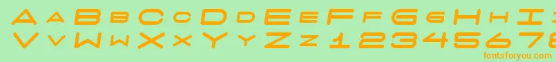 フォント7 Days Fat Oblique – オレンジの文字が緑の背景にあります。