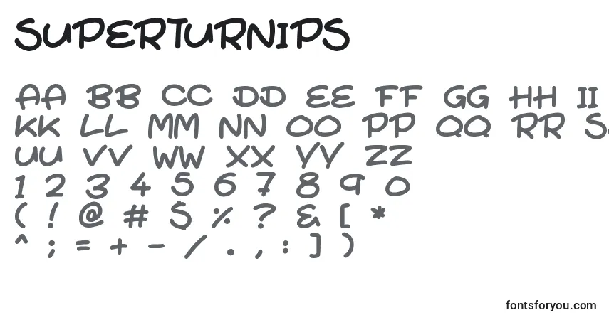 A fonte SuperTurnips – alfabeto, números, caracteres especiais