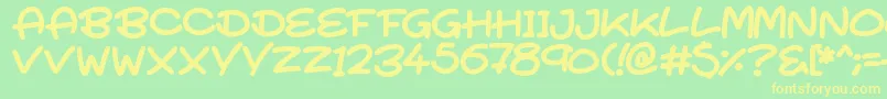 SuperTurnips-Schriftart – Gelbe Schriften auf grünem Hintergrund