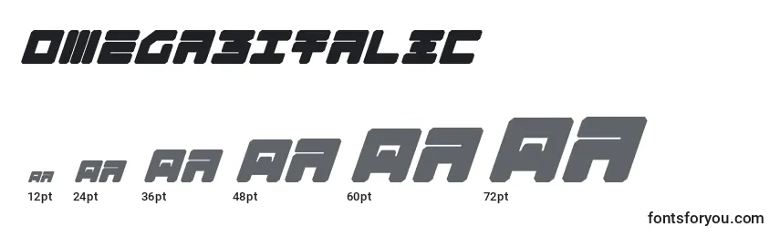 Размеры шрифта Omega3Italic