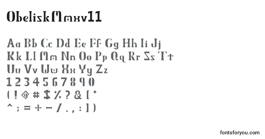 A fonte ObeliskMmxv11 – alfabeto, números, caracteres especiais