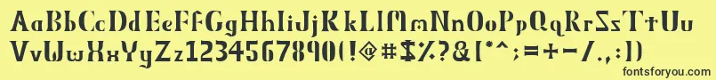 フォントObeliskMmxv11 – 黒い文字の黄色い背景