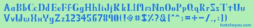 フォントObeliskMmxv11 – 青い文字は緑の背景です。