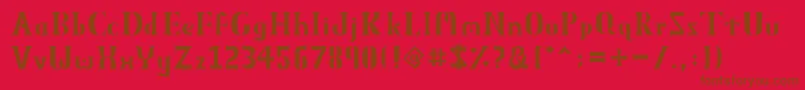 フォントObeliskMmxv11 – 赤い背景に茶色の文字