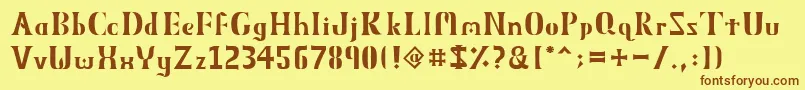 ObeliskMmxv11-Schriftart – Braune Schriften auf gelbem Hintergrund