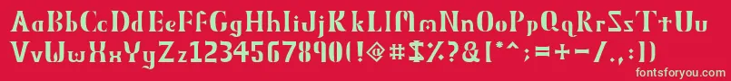 フォントObeliskMmxv11 – 赤い背景に緑の文字