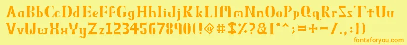 フォントObeliskMmxv11 – オレンジの文字が黄色の背景にあります。