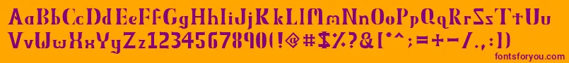 ObeliskMmxv11-Schriftart – Violette Schriften auf orangefarbenem Hintergrund