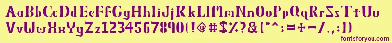 ObeliskMmxv11-Schriftart – Violette Schriften auf gelbem Hintergrund