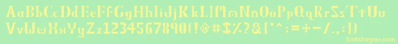 フォントObeliskMmxv11 – 黄色の文字が緑の背景にあります