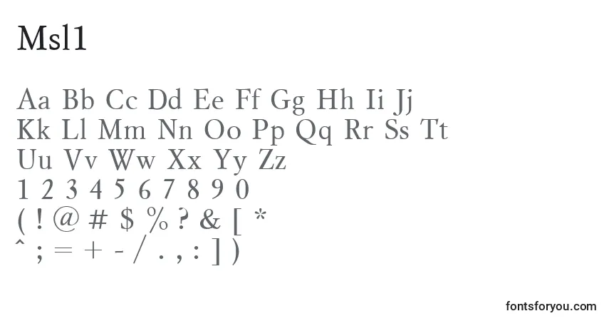 A fonte Msl1 – alfabeto, números, caracteres especiais