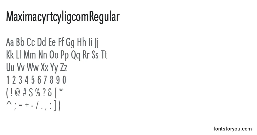 Czcionka MaximacyrtcyligcomRegular – alfabet, cyfry, specjalne znaki