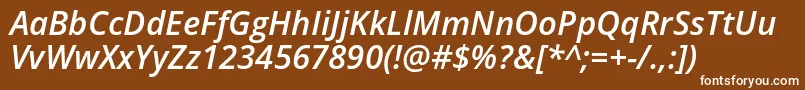 Opensans Semibolditalic-fontti – valkoiset fontit ruskealla taustalla