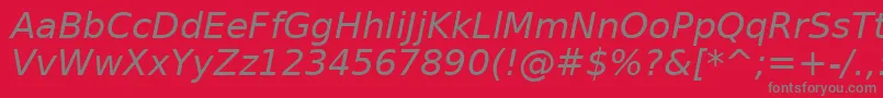 フォントPrimaSansObliqueBt – 赤い背景に灰色の文字