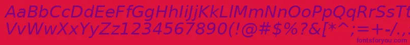 PrimaSansObliqueBt Font – Purple Fonts on Red Background